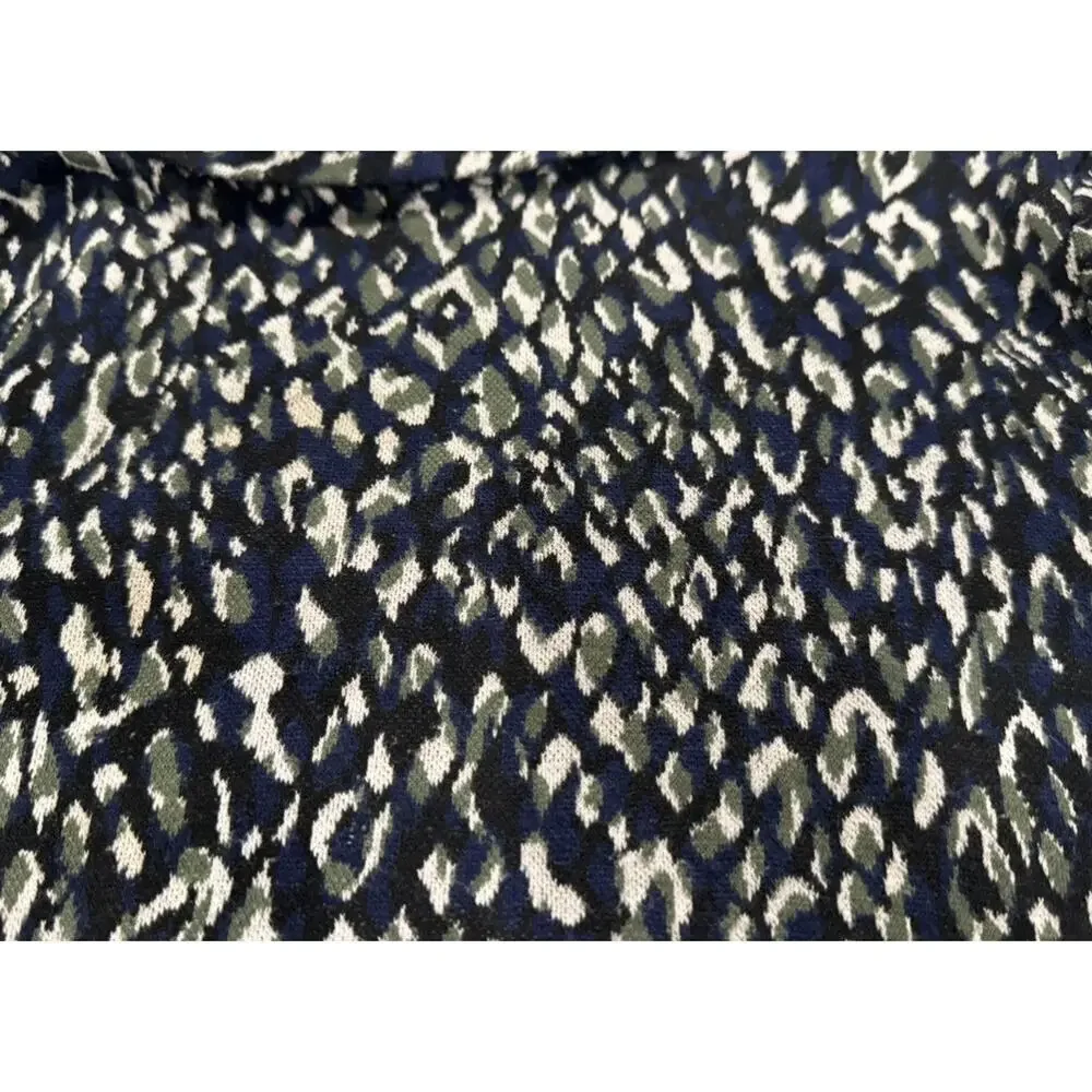 J. McLaughlin Women’s Knit Leopard Print High Neck 3/4 Sleeve Top: Large